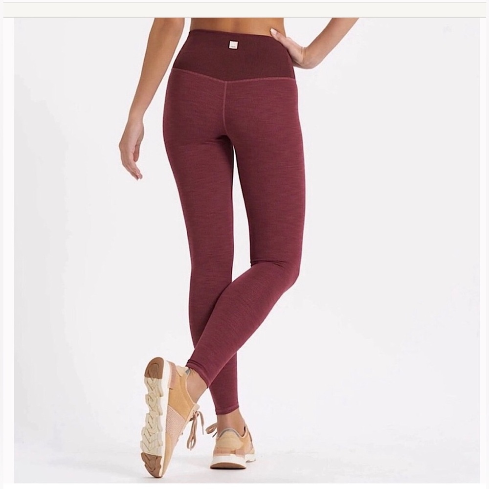 VUORI Lux Rib Studio Leggings Desert Rose Pink Heather Hi Rise S $128 EUC!